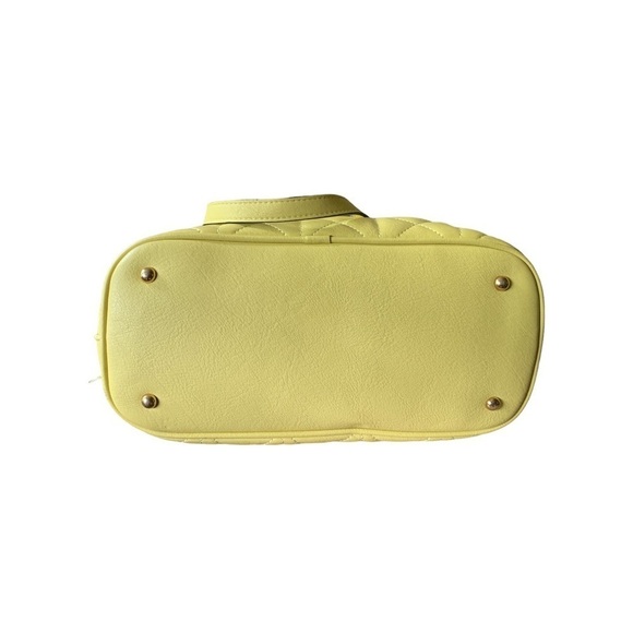 Catherine Malandrino Diamond Quilted Yellow Tote Ladies Handbag Vegan Leather - Picture 2 of 14